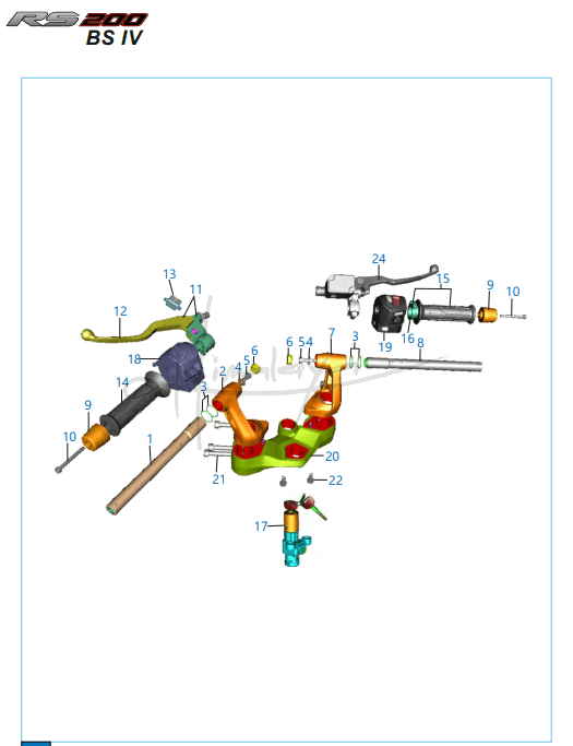 This is an image of Handle Bar Assembly - Pulsar RS 200