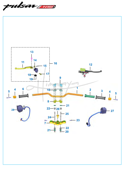 This is an image of Handle Bar Assembly - Pulsar N160 Dual ABS