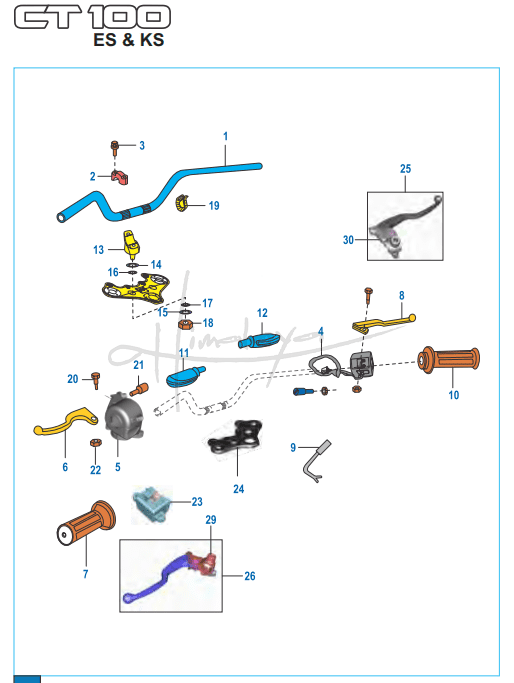 This is an image of Handle Bar Assembly - Boxer CT 100 KS/ES