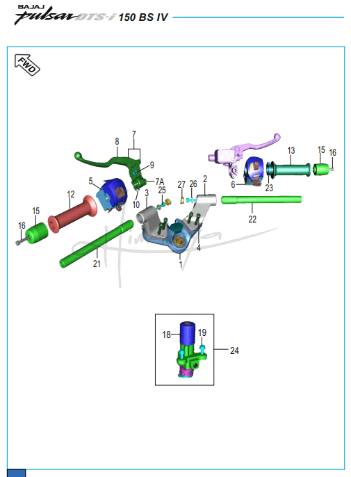 This is an image of Handle Bar - Pulsar 150 Neon