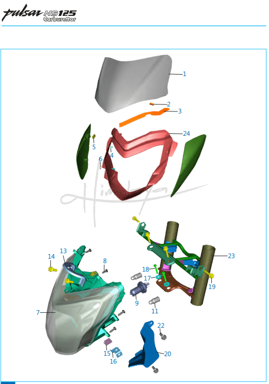 This is an image of Head Lamp Fairing - Pulsar NS 125