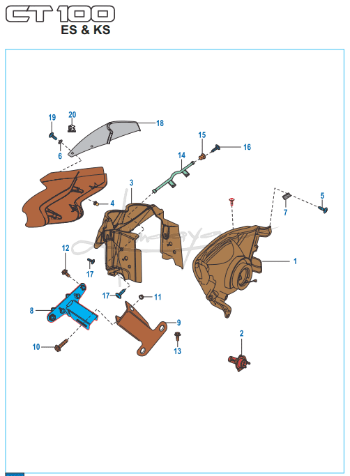 This is an image of Head Lamp Fairing - Boxer CT 100 KS/ES