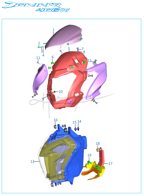 This is an image of Head Lamp Fairing - Dominar 400 UG