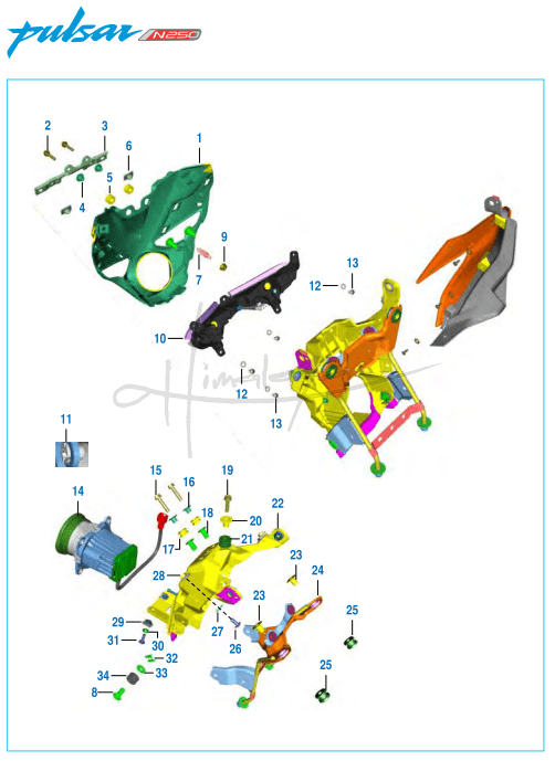 This is an image of Head Lamp Front Fairing - Pulsar N 250