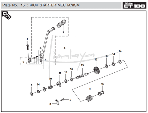 This is an image of Kick Starter Mechanism - Boxer CT 100 EU2