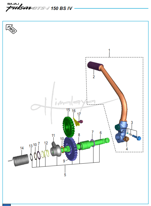 This is an image of Kick Starter Mechanism - Pulsar 150 Neon