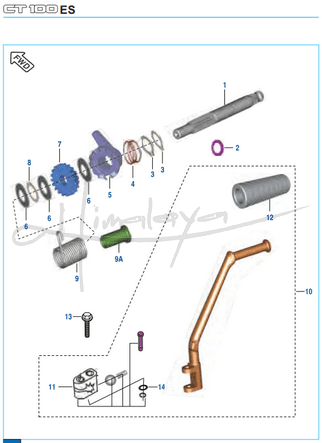 This is an image of Kick Starter Mechanism - Boxer CT 100 Alloy