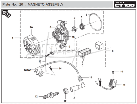 This is an image of Magneto Assembly - Boxer CT 100 EU2