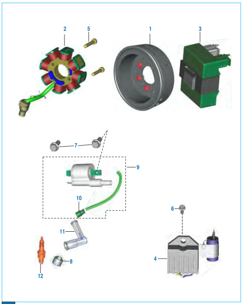 This is an image of Magneto CDI HT Coil - Boxer S EU3