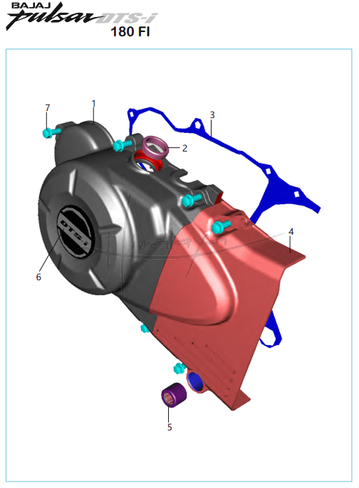 This is an image of Magneto Cover Assembly - Pulsar 180 FI Neon