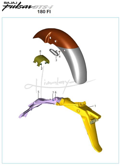 This is an image of Mudguard Front Rear - Pulsar 180 FI Neon