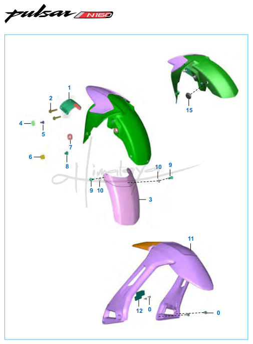 This is an image of Mudguard Front Rear - Pulsar N160 Dual ABS