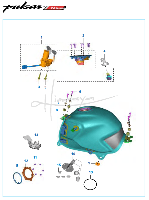 This is an image of Petrol Tank and Lock Set - Pulsar N160 Dual ABS