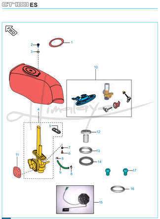 This is an image of Petrol Tank Cap Gauge Fuel - Boxer CT 100 Alloy