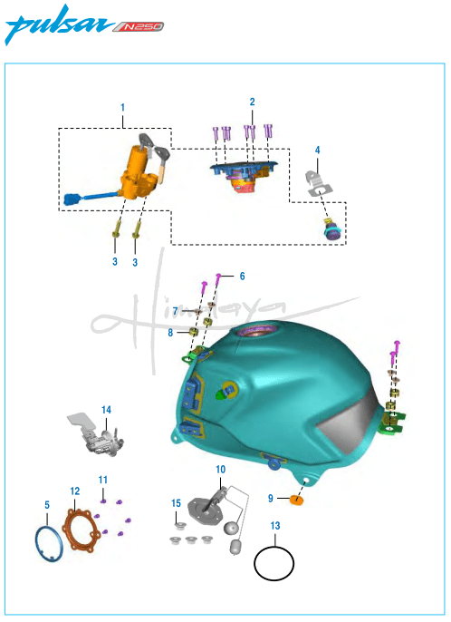 This is an image of Petrol Tank Lock Set - Pulsar N 250