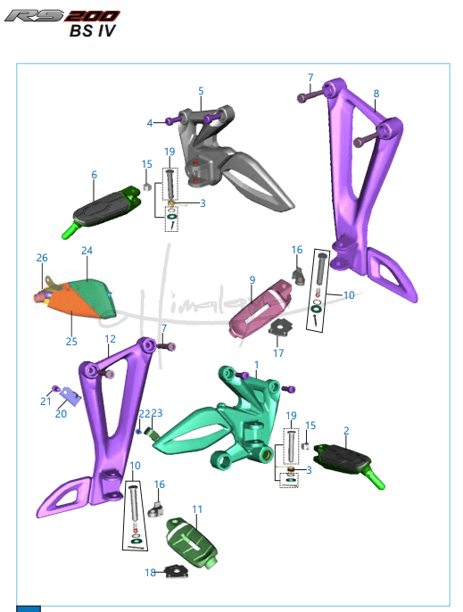 This is an image of Pillion Foot Rest Holder - Pulsar RS 200