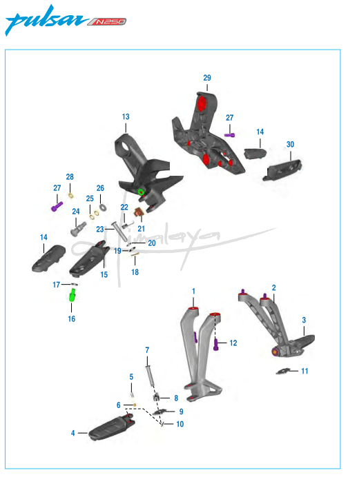 This is an image of Pillion Foot Rest Step Holder - Pulsar N 250