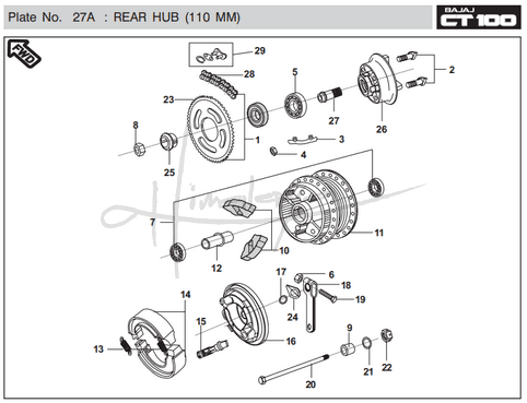 This is an image of Rear Hub - Boxer CT 100 EU2