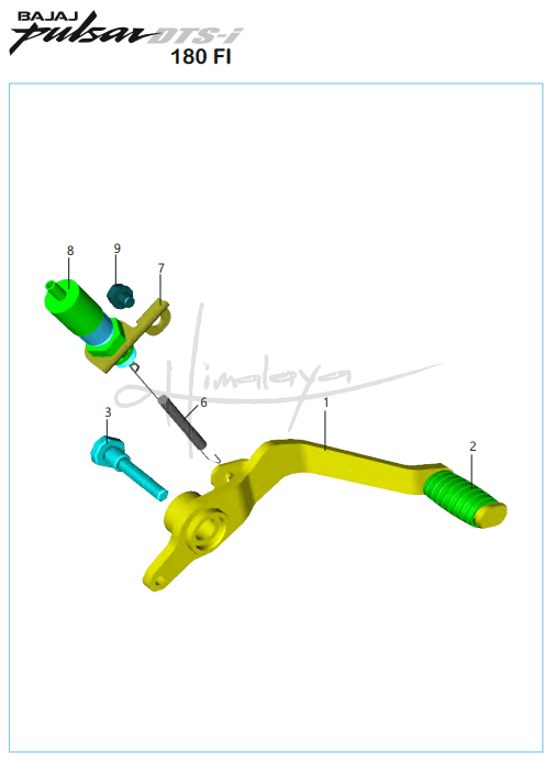 This is an image of Rear Brake Pedal - Pulsar 180 FI Neon