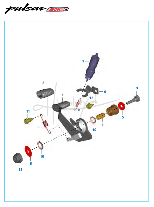 This is an image of Rear Brake Pedal - Pulsar N160 Dual ABS