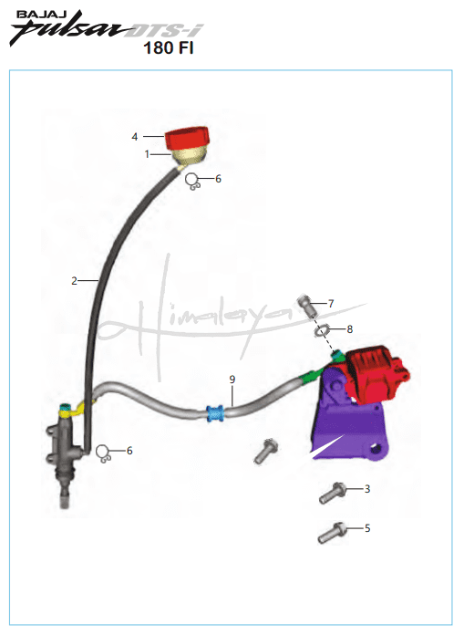 This is an image of Rear Disc Brake System - Pulsar 180 FI Neon