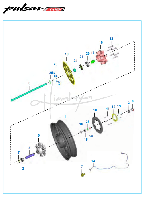 This is an image of Rear Hub - Pulsar N160 Dual ABS