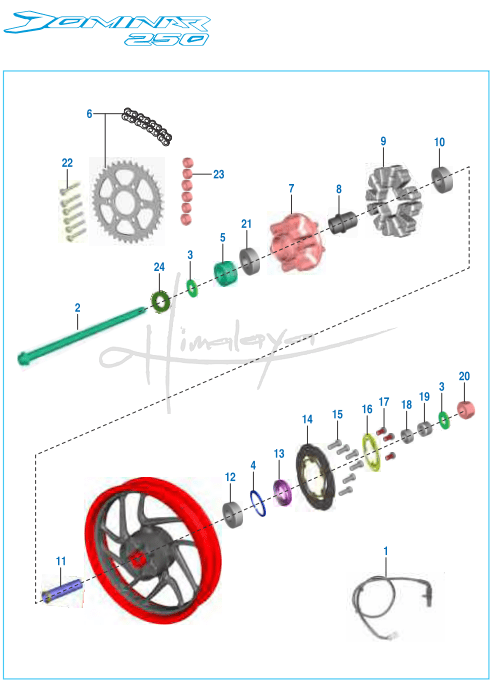 This is an image of Rear Hub - Dominar 250