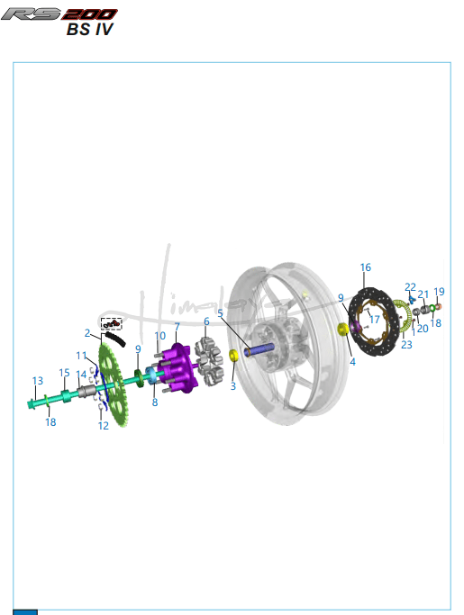 This is an image of Rear Hub - Pulsar RS 200