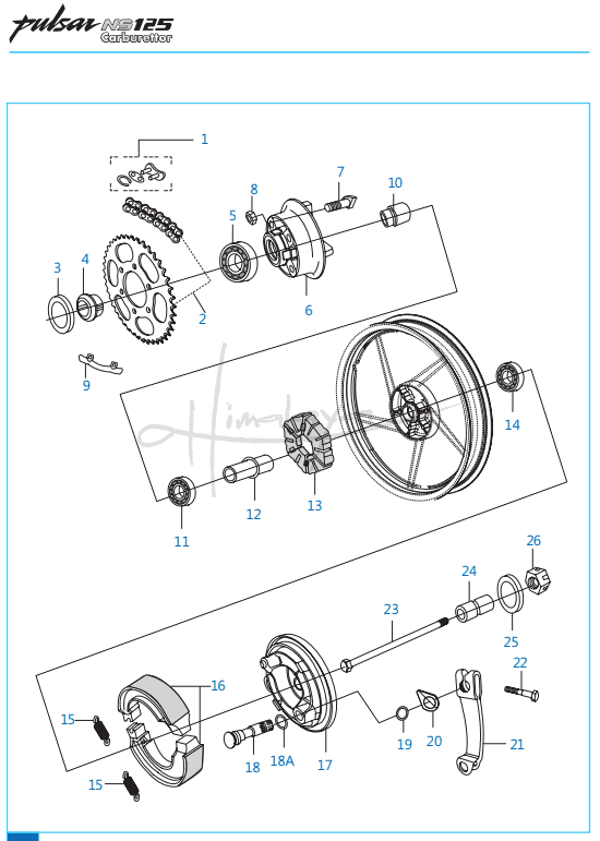 This is an image of Rear Hub - Pulsar NS 125