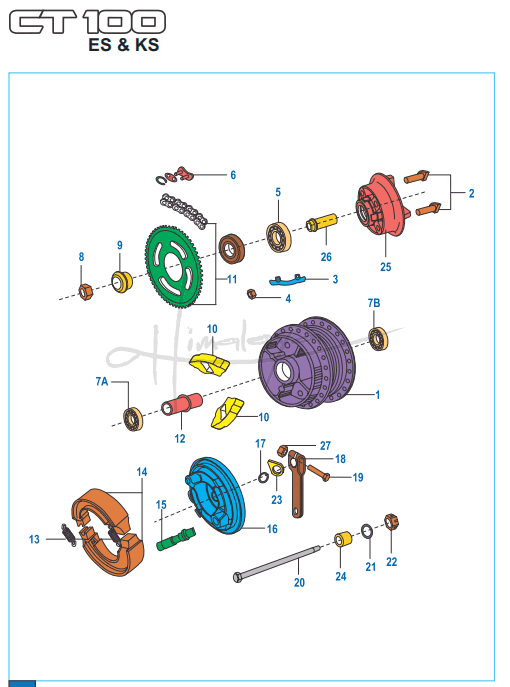 This is an image of Rear Hub - Boxer CT 100 KS/ES