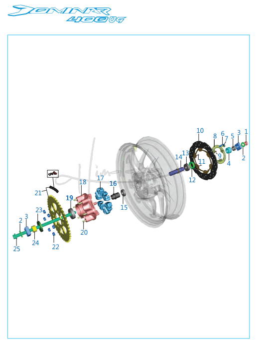 This is an image of Rear Hub - Dominar 400 UG