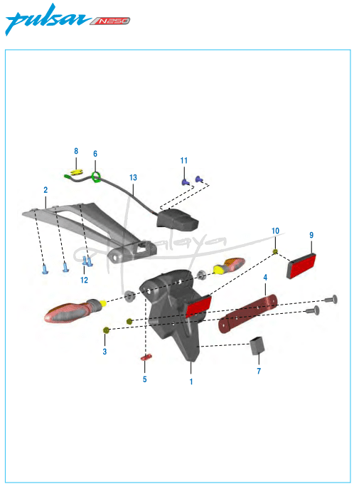 This is an image of Rear Number Plate - Pulsar N 250