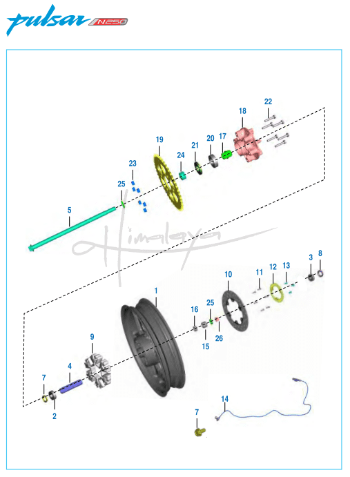 This is an image of Rear Wheel Hub - Pulsar N 250