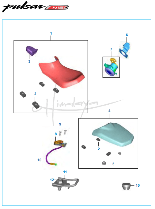 This is an image of Seat Assembly Seat Lock - Pulsar N160 Dual ABS