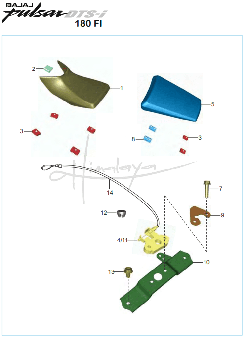 This is an image of Seat Assembly Seat Lock - Pulsar 180 FI Neon