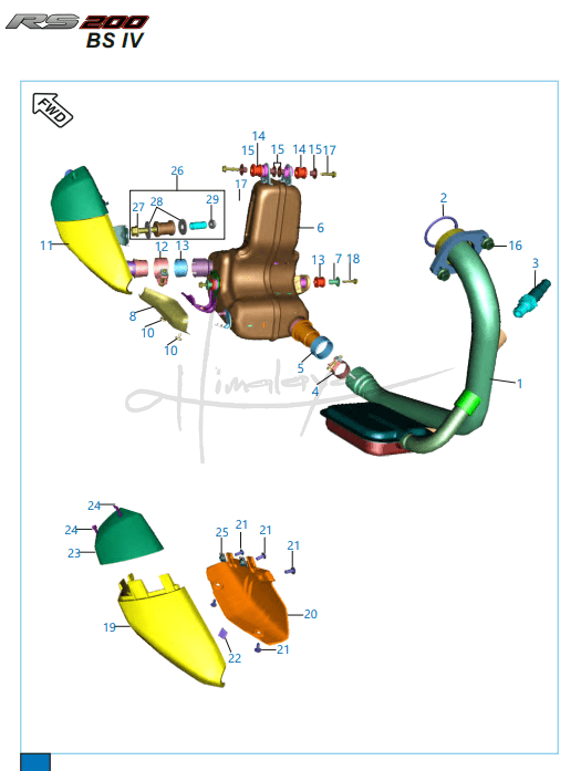 This is an image of Silencer Assembly - Pulsar RS 200