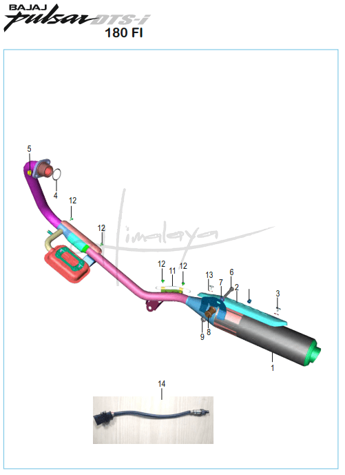 This is an image of Silencer Assembly - Pulsar 180 FI Neon