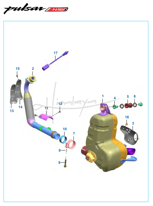 This is an image of Silencer Assembly - Pulsar N160 Dual ABS