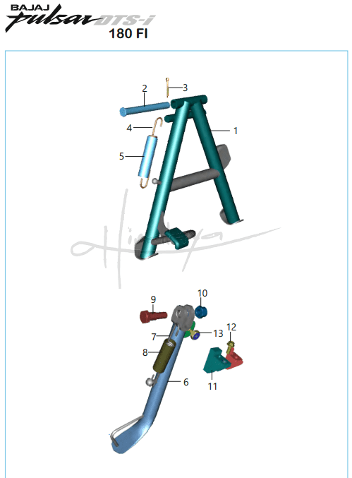 This is an image of Stand Assembly - Pulsar 180 FI Neon