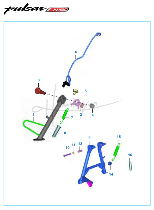 This is an image of Stand Assembly - Pulsar N160 Dual ABS