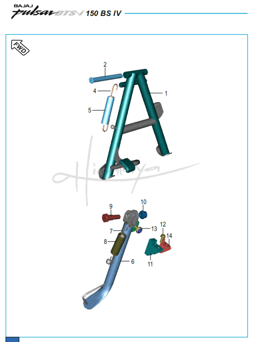 This is an image of Stand Assembly - Pulsar 150 Neon