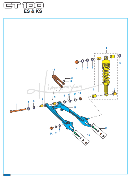 This is an image of Swing Arm Rear Shock Absorber - Boxer CT 100 KS/ES