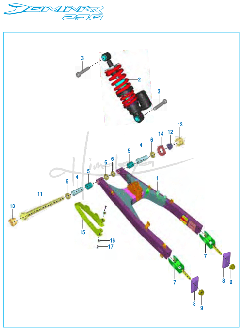 This is an image of Swing Arm Rear Shock Absorber - Dominar 250