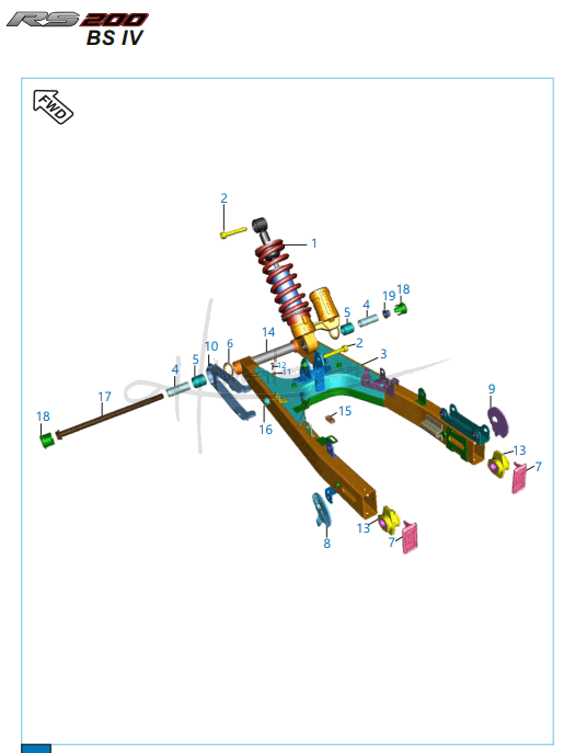 This is an image of Swing Arm Rear Shock Absorber - Pulsar RS 200