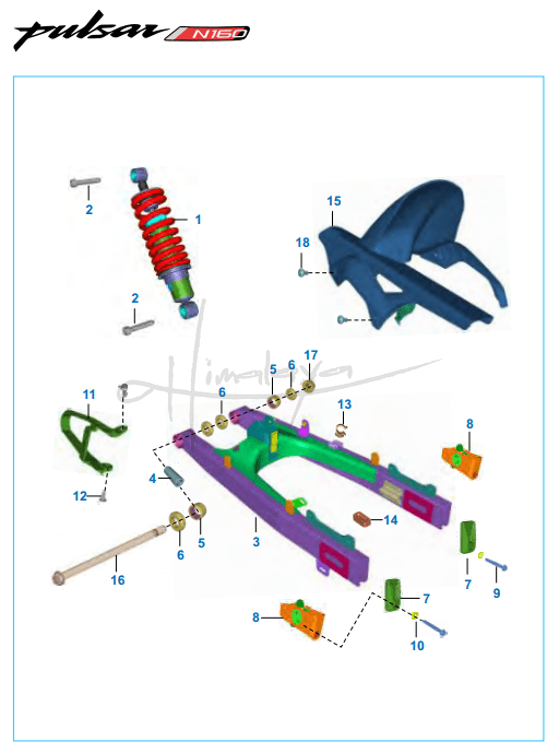 This is an image of Swing Arm Rear Shock Absorber Chain Case - Pulsar N160 Dual ABS