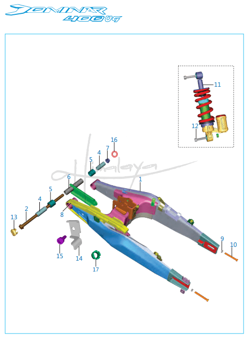 This is an image of Swing Arm Rear Shock Absorber - Dominar 400 UG