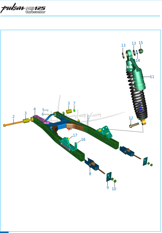 Swing Arm Rear Shock Absorber - Pulsar NS 125