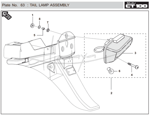 This is an image of Tail Lamp Assembly - Boxer CT 100 EU2