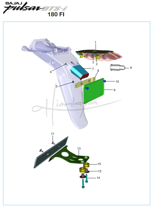 This is an image of Tail Lamp Assembly Front Rear Number Plate - Pulsar