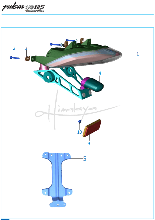 This is an image of Tail Lamp Assly Front No Plate - Pulsar NS 125